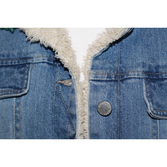 Women’s Jolt Jeans Embroidered Shearling Denim Button Jean Jacket Size Med - Picture 4 of 16